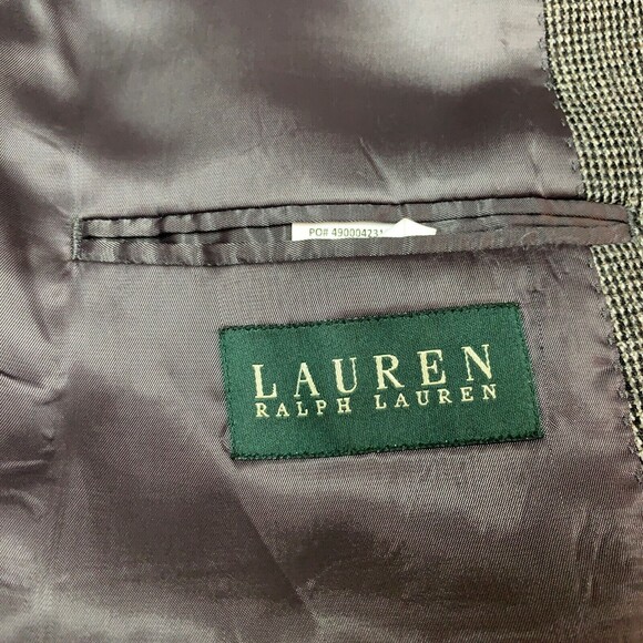 Ralph Lauren Men's Blazer Jacket 44 Regular Black Gray White 100% Wool - Picture 9 of 10